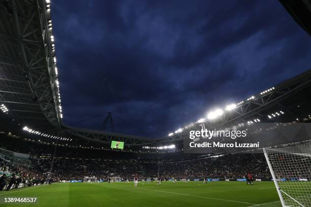 General view of the Allianz Stadium before the Serie A match between Juventus and FC Internazionale at Allianz Stadium on April 03, 2022 in Turin,...