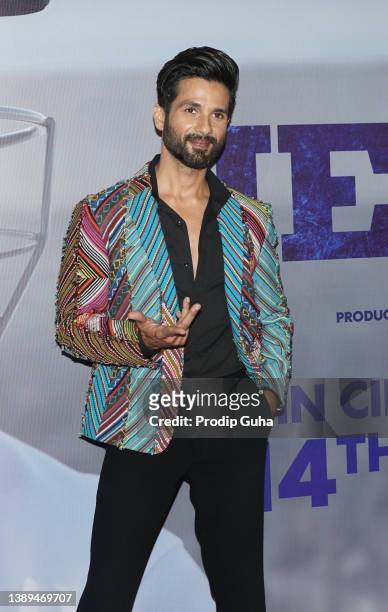 Shahid Kapoor attends the 'Jersey' film trailer launch on April 04, 2022 in Mumbai, India