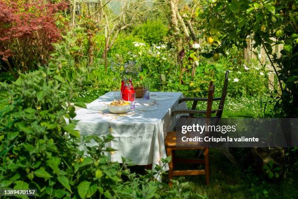 outdoor dining, garden table - outdoor dining stock pictures, royalty-free photos & images