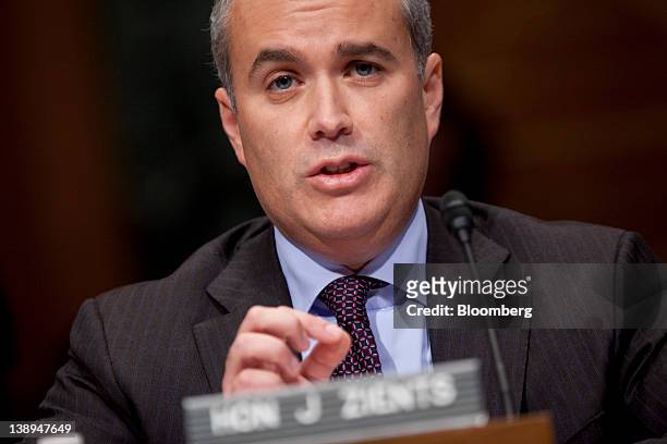 Jeffrey Zients, acting director of the Office of Management and Budget , speaks during a Senate Budget Committee hearing in Washington, D.C., U.S.,...