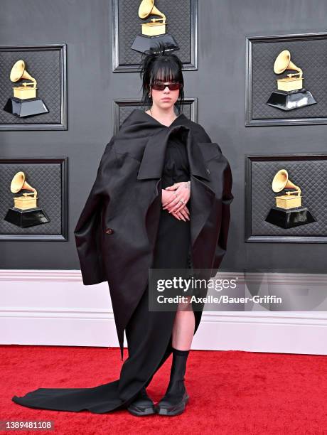 Billie Eilish attends the 64th Annual GRAMMY Awards at MGM Grand Garden Arena on April 03, 2022 in Las Vegas, Nevada.