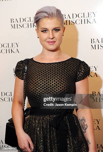 Kelly Osbourne poses backstage at the Badgley Mischka Fall 2012 fashion show during Mercedes-Benz Fashion Week at The Theatre at Lincoln Center on...