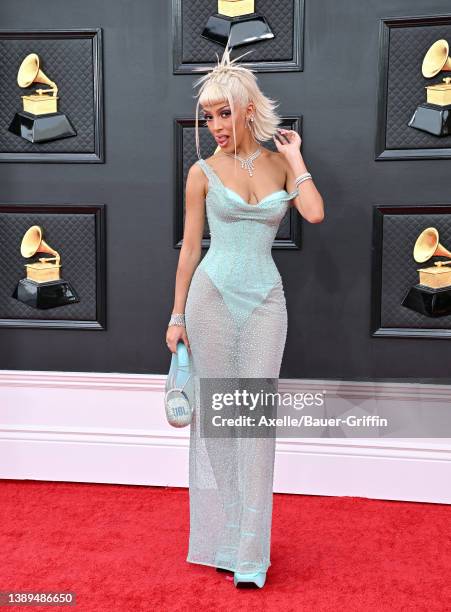 Doja Cat attends the 64th Annual GRAMMY Awards at MGM Grand Garden Arena on April 03, 2022 in Las Vegas, Nevada.