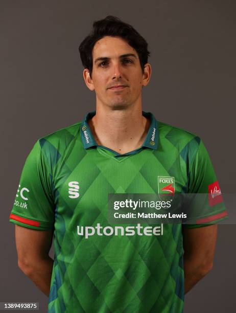 Chris Wright of Leicestershire CCC pictured during the Leicestershire CCC Photocall day at Uptonsteel County Ground on April 04, 2022 in Leicester,...