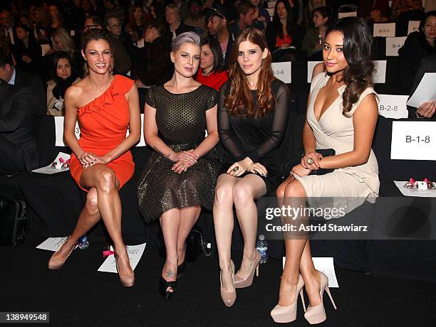 Erin Andrews, Kelly Osbourne, Kate Mara and Shay Mitchell attend the Badgley Mischka Fall 2012 fashion show during Mercedes-Benz Fashion Week at The...