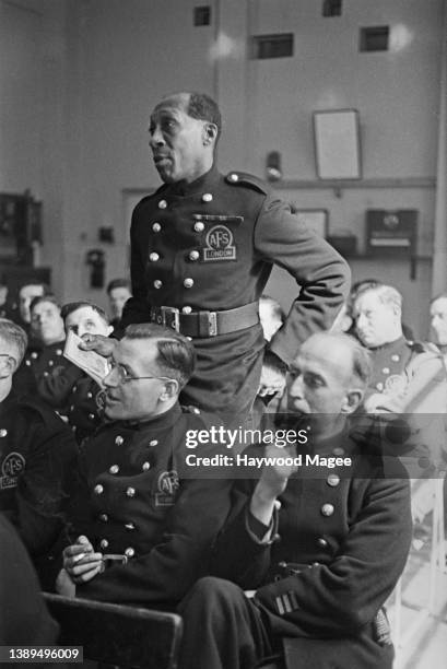 Trinidadian civil rights activist, firefighter and soldier George Arthur Roberts , wearing his London Auxiliary Fire Service uniform, addresses a...