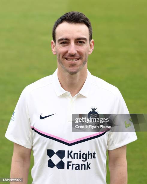 Toby Roland-Jones of Middlesex CCC poses during the Middlesex CCC Photocall at Lord's Cricket Ground on April 04, 2022 in London, England.