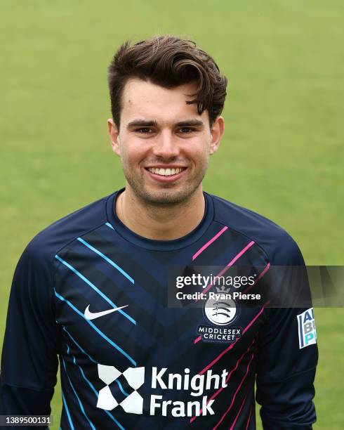 Max Holden of Middlesex CCC poses during the Middlesex CCC Photocall at Lord's Cricket Ground on April 04, 2022 in London, England.