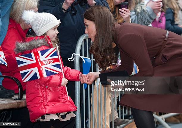 Catherine, Duchess of Cambridge visits Alder Hey Children's Hospital on February 14, 2012 in Liverpool, England. The Duchess of Cambridge is in...