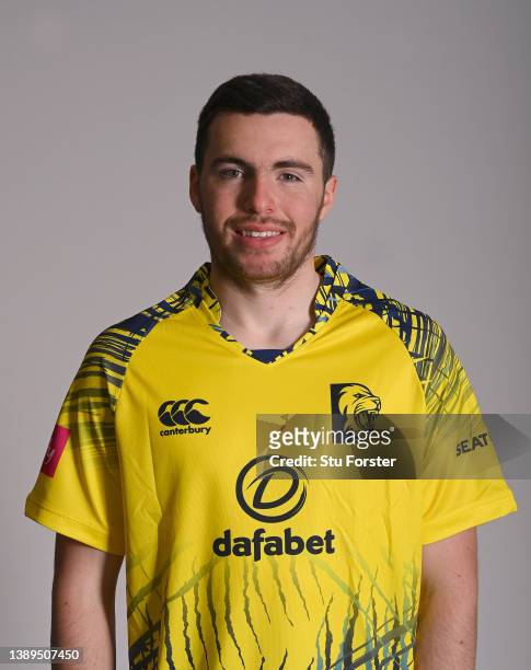 Durham player Luke Doneathy pictured during the photocall ahead of the 2022 Cricket season at The Riverside on April 04, 2022 in Chester-le-Street,...