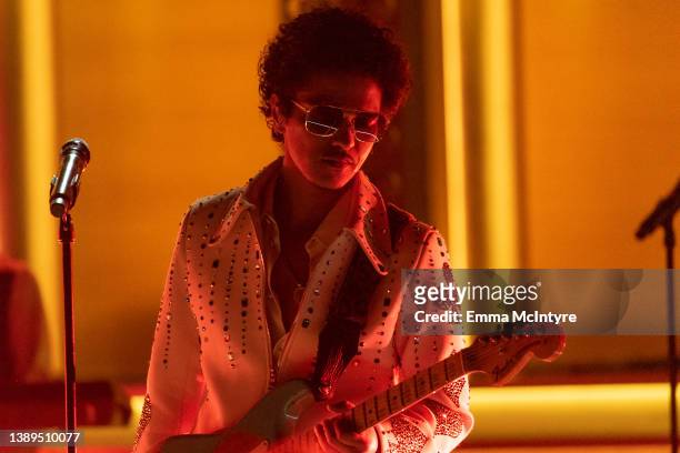 Bruno Mars of Silk Sonic performs onstage at the 64th annual GRAMMY awards on April 03, 2022 in Las Vegas, Nevada.