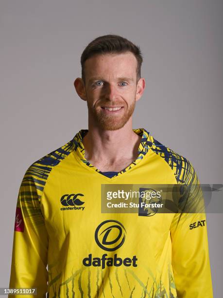 Durham player Graham Clark pictured during the photocall ahead of the 2022 Cricket season at The Riverside on April 04, 2022 in Chester-le-Street,...