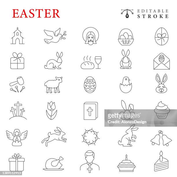 osterlinie icon set - chicken decoration stock-grafiken, -clipart, -cartoons und -symbole