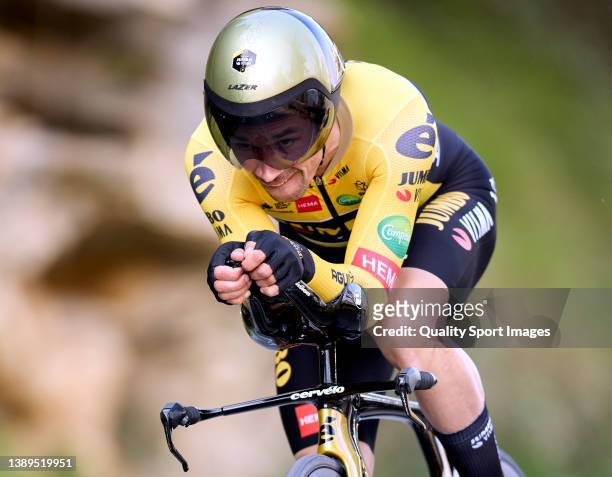 Primoz Roglic of Jumbo-Visma in action during the 61st Itzulia Basque Country 2022 - Stage 1 a 7,5km individual time trial from Hondarribia to...