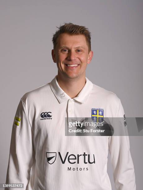 Durham captain Scott Borthwick pictured in County Championship kit during the photocall ahead of the 2022 Cricket season at The Riverside on April...