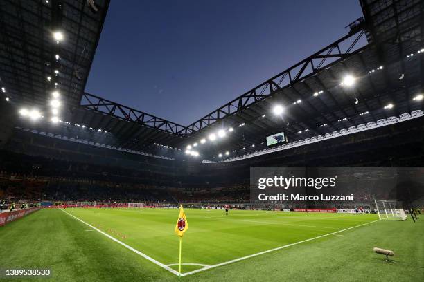 General view inside the stadium prior to the Serie A match between AC Milan and Bologna FC at Stadio Giuseppe Meazza on April 04, 2022 in Milan,...