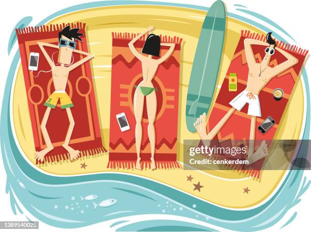 stockillustraties, clipart, cartoons en iconen met seaside friends - vitamine d