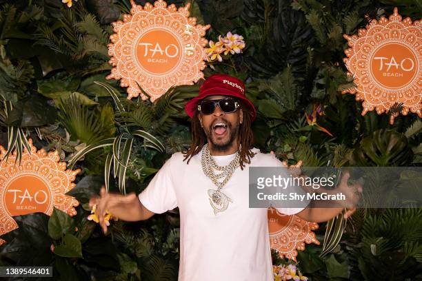 Rapper/DJ Lil Jon arrives at Tao Beach Dayclub opening at The Venetian® Resort Las Vegas on April 03, 2022 in Las Vegas, Nevada.