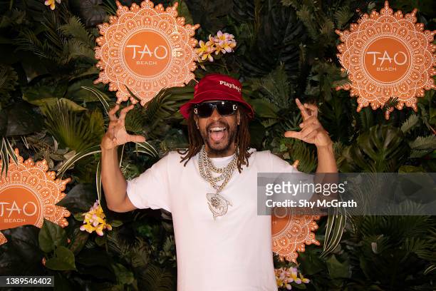 Rapper/DJ Lil Jon arrives at Tao Beach Dayclub opening at The Venetian® Resort Las Vegas on April 03, 2022 in Las Vegas, Nevada.