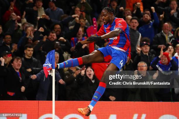 Jean-Philippe Mateta of Crystal Palace celebrates scoring the opening goal during the Premier League match between Crystal Palace and Arsenal at...