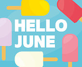hello june text and colorful ice lollys