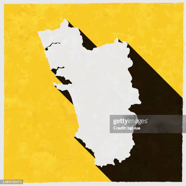 goa map with long shadow on textured yellow background - goa stock illustrations