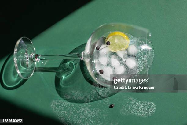 glass of gin. - gin and tonic stockfoto's en -beelden