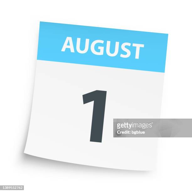 illustrazioni stock, clip art, cartoni animati e icone di tendenza di 1 agosto - calendario giornaliero su sfondo bianco - un singolo oggetto