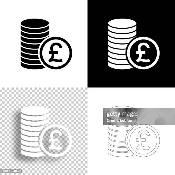 pound coins stack. icon for design. blank, white and black backgrounds - line icon - pound coins stock illustrations