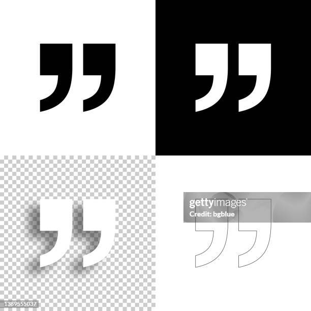 quotation marks symbol. icon for design. blank, white and black backgrounds - line icon - speech marks stock illustrations