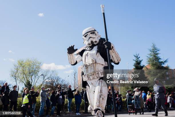 Person with Star Wars costume take part in a parade during a charity event in favor of several associations in the area in Aluche, April 3 in Madrid,...