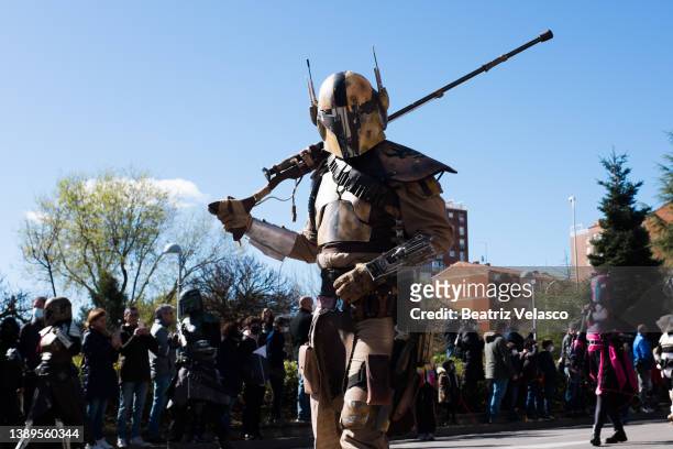 Person with Star Wars costume take part in a parade during a charity event in favor of several associations in the area in Aluche, April 3 in Madrid,...