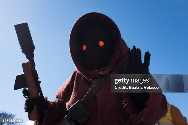 Person with Star Wars costume take part in a parade during a charity event in favor of several associations in the area in Aluche, April 3 in Madrid,...