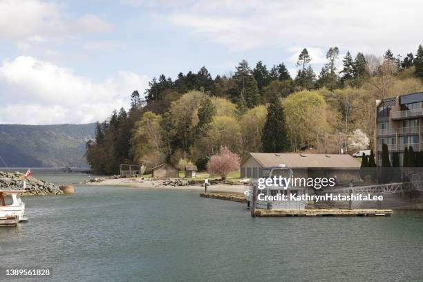 waterfront at cowichan bay, vancouver, island, canada - cowichan bay stock pictures, royalty-free photos & images