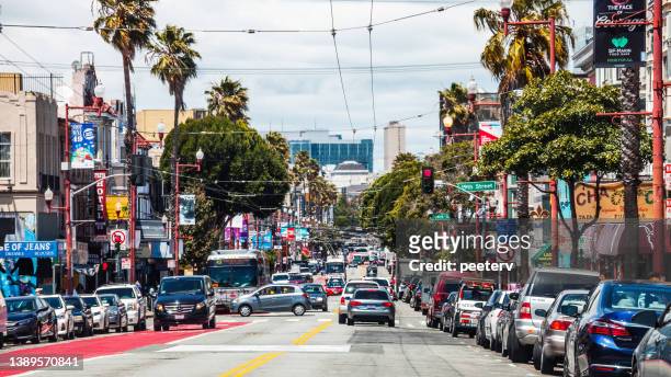 san francisco - mission district traffic - mission district stock pictures, royalty-free photos & images
