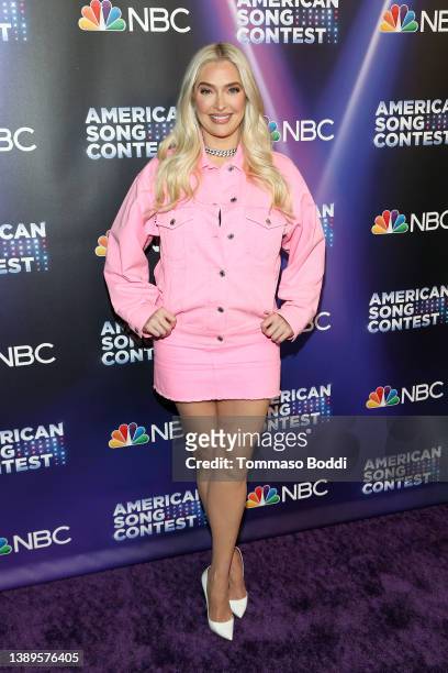 Erika Jayne attends the NBC's "American Song Contest" Week 3 Red Carpet at Universal Studios Hollywood on April 04, 2022 in Universal City,...