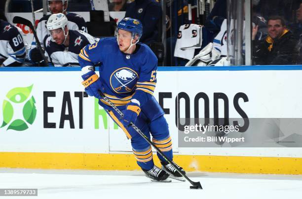 Jeff Skinner of the Buffalo Sabres skates during an NHL game against the Winnipeg Jets on March 30, 2022 at KeyBank Center in Buffalo, New York.