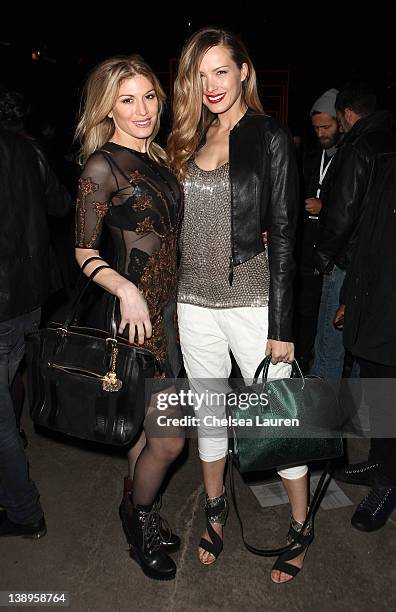 Socialite Hofit Golan and model Petra Nemcova attend the Diesel Black Gold Fall 2012 fashion show during Mercedes-Benz Fashion Week at Pier 57 on...