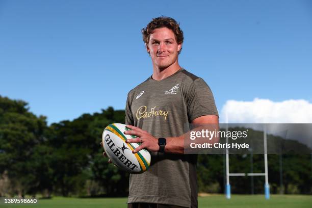 Michael Hooper of the Wallabies poses during the Rugby Australia media announcement at RACV Royal Pines on April 05, 2022 in Gold Coast, Australia.