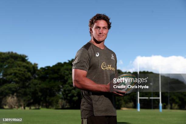 Michael Hooper of the Wallabies poses during the Rugby Australia media announcement at RACV Royal Pines on April 05, 2022 in Gold Coast, Australia.
