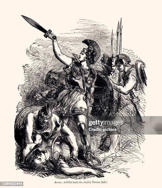 achilles killed the mighty hector (xxxl with lots of details) - achilles stock illustrations