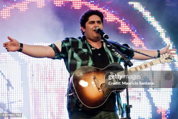 Cesar Menotti member of the duo Cesar Menotti e Fabiano performs live on stage on December 16, 2009 in Parana, Brazil.