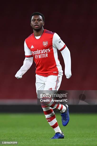 Nathan Butler-Oyedeji of Arsenal runs off the ball during the Premier League 2 match between Arsenal U23 and Manchester City U23 at Emirates Stadium...