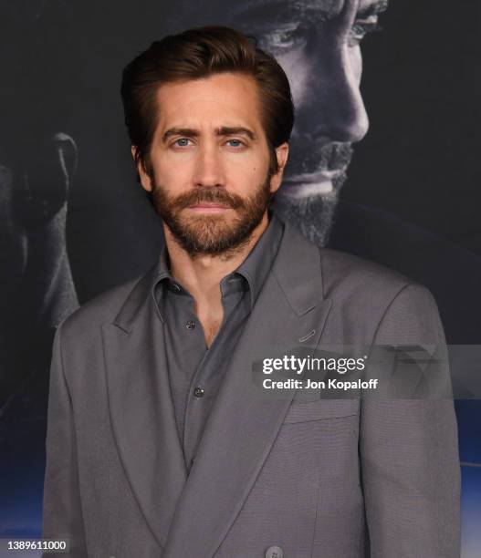 Jake Gyllenhaal attends the Los Angeles Premiere Of "Ambulance" at Academy Museum of Motion Pictures on April 04, 2022 in Los Angeles, California.