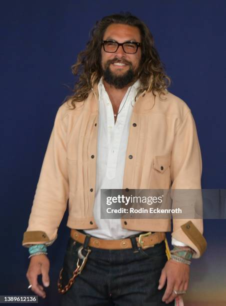 Jason Momoa attends the Los Angeles Premiere of "Ambulance" at Academy Museum of Motion Pictures on April 04, 2022 in Los Angeles, California.