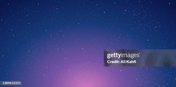 galaxy and stars in dark night sky background - star field stock illustrations