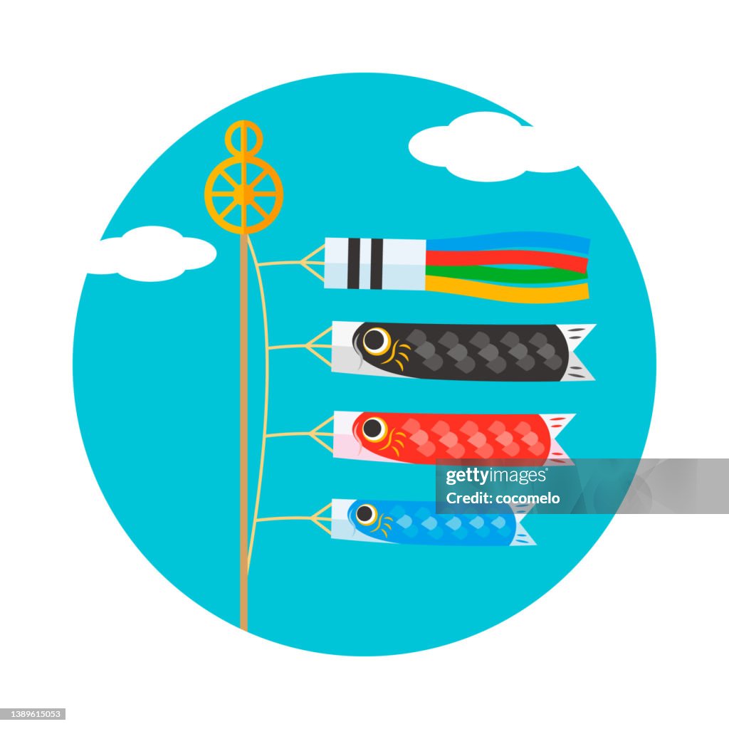 Traditional Japanese Culture, Children's Day. Icon, Carp Streamer.