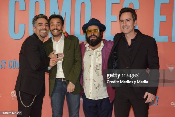 Omar Chaparro, Eugenio Derbez, Mauricio Barrientos `Diablito´ and Mauricio Ochmann pose for photo during a Red Carpet at Cinemex Antara, on April 4,...