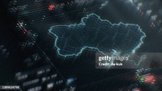 map of ukraine infographics on digital screen - ukraine stock pictures, royalty-free photos & images