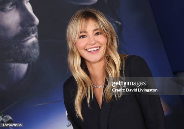 Hassie Harrison attends the Los Angeles premiere of "Ambulance" at the Academy Museum of Motion Pictures on April 04, 2022 in Los Angeles, California.